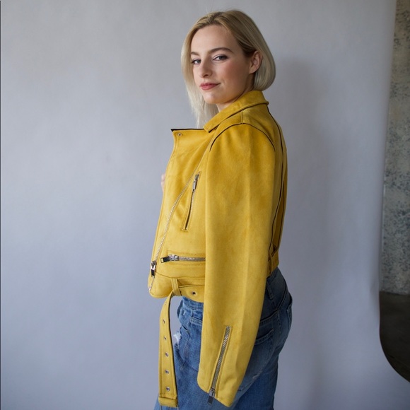 mustard faux suede jacket